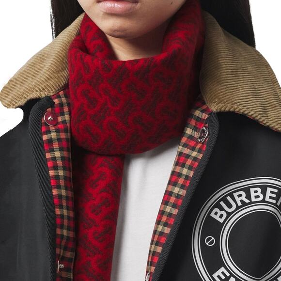 BURBERRY TB Motif Jacquard Cashmere Scarf - Picture 2 of 11